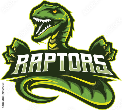 Mascot logo e-sports logo template vector editable design hunter raptor dragon dinosaur
