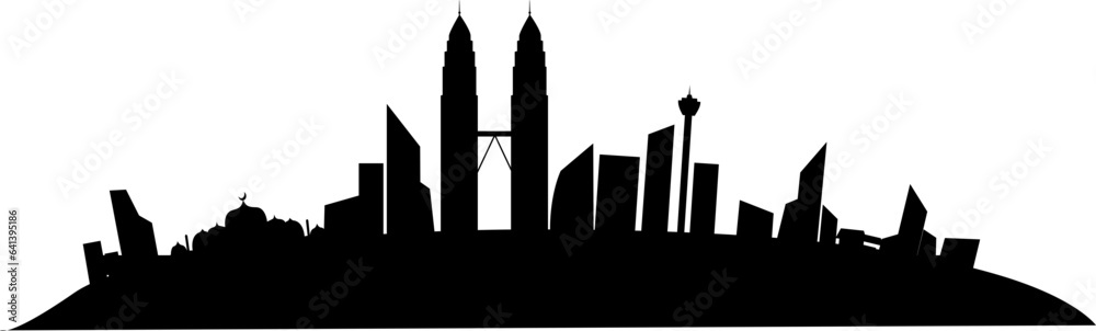 Kuala Lumpur city skyline silhouette, Malaysia Independence day Illustration 