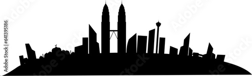 Kuala Lumpur city skyline silhouette, Malaysia Independence day Illustration 