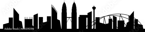 Kuala Lumpur city skyline silhouette, Malaysia Independence day Illustration 