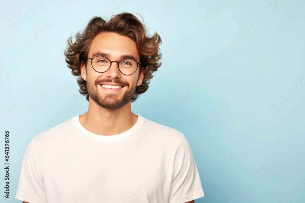Portrait of a Fictional Handsome Casual White Man Isolated on a Plain Pastel Colored Background. Generative AI. Portrait of a Fictional Handsome Casual White Man Isolated on a Plain Pastel Colored Background. Generative AI.