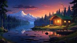 A Cabin at a lake