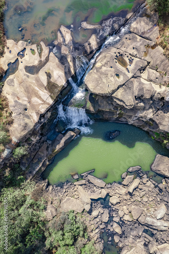 Fototapeta Naklejka Na Ścianę i Meble -  Aerial view of the Karkloof Falls in Howick, KwaZulu Natal, South Africa
