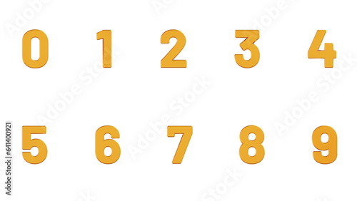3d golden numbers set isolated, 3d numbers isolated render