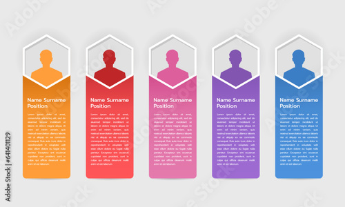 Infographic 5 essential positions in an organization. Vector illustration.