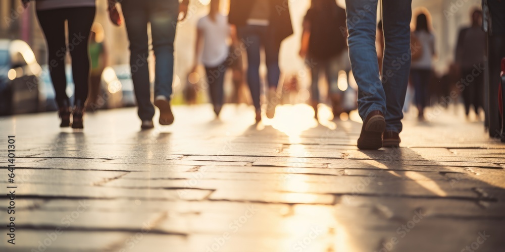 Fototapeta premium People walk down the street. Generative AI