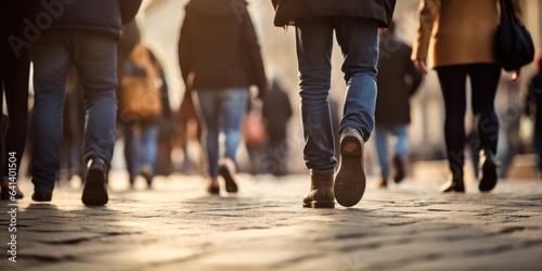 People walk down the street. Generative AI