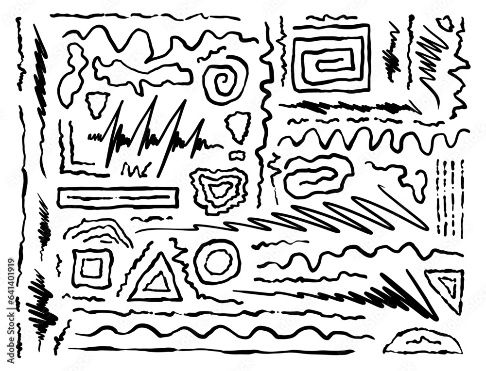 Fototapeta premium hand doodle shapes on white background. hand drawn lines and geometric shapes. geometric shapes background