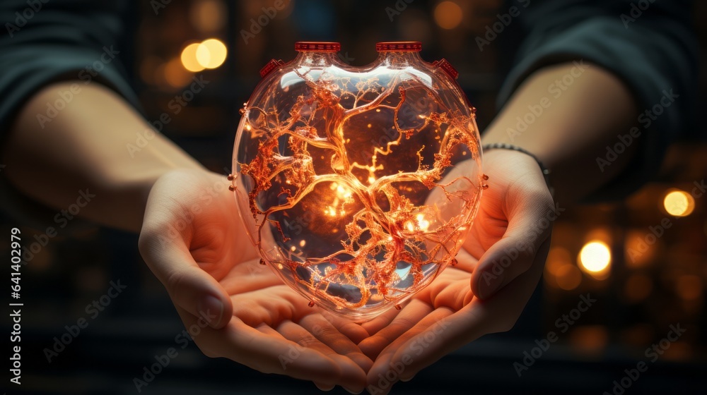 Radiant Heart Embrace. Glowing Heart. Radiant Heart Embrace. Glowing Heart.