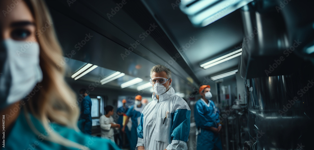 Virus protection, doctor with glasses and surgical mask in his medical office
