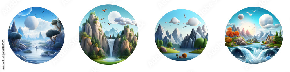 Dreamlike Scenes clipart collection, vector, icons isolated on transparent background