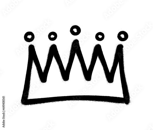 Sprayed crown with overspray in black over white. Vector illustration.
