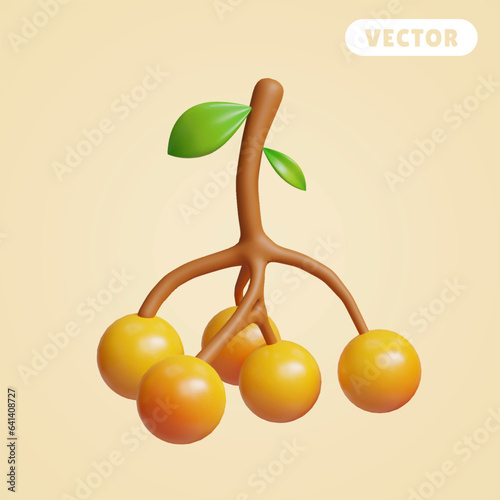 rowan 3D vector icon set, on a cream background
