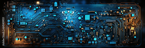 Elektronische Platine Schaltplan der neuesten Generation mit künstlicher Intelligenz. ai generativ photo