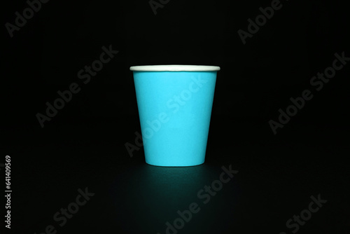 Blue Paper cup, Papercup on black background (ID: 641409569)