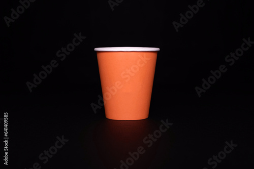Orange Paper cup, Papercup on black background (ID: 641409585)