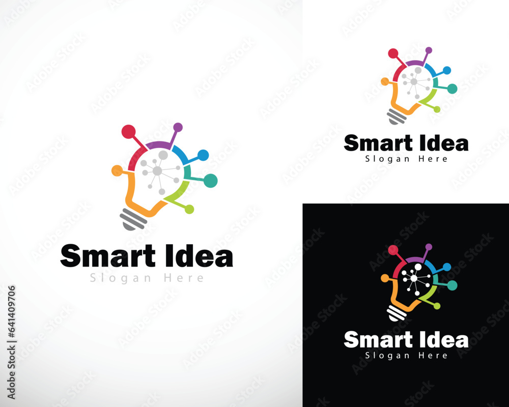smart idea logo creative bulb connect design concept innovation brain technology network