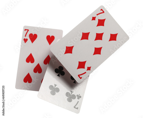 Poker playing cards isolated on white, clipping path