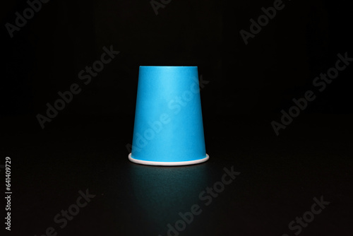 Blue Paper cup, Papercup on black background (ID: 641409729)