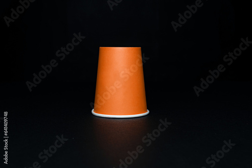 Orange Paper cup, Papercup on black background (ID: 641409748)