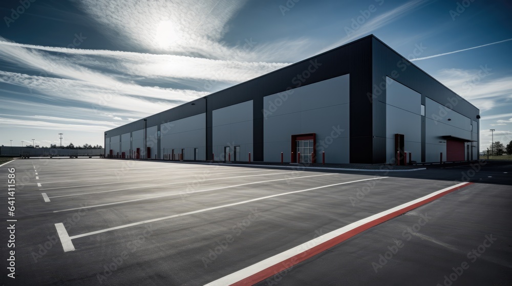 Modern logistics warehouse building structure. Generative AI