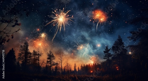 fireworks in the sky, fireworks at night, fireworks over the city, colored firework background