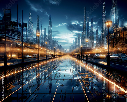 Abstract illustration of a modern digital metropolis