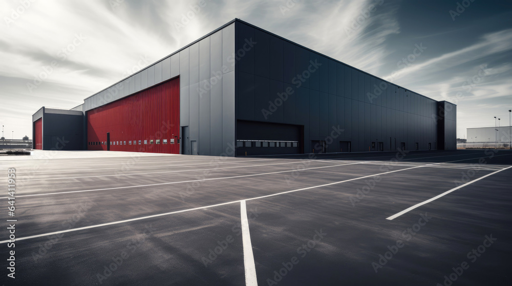 Modern logistics warehouse building structure. Generative AI Modern logistics warehouse building structure. Generative AI