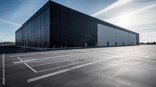 Modern logistics warehouse building structure. Generative AI