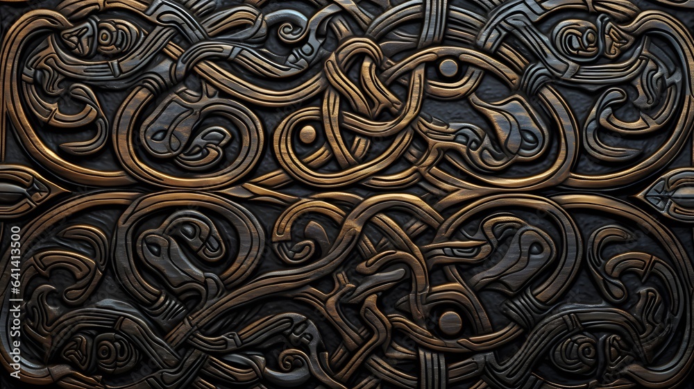 motif celtique noir et bronze, généré par IA