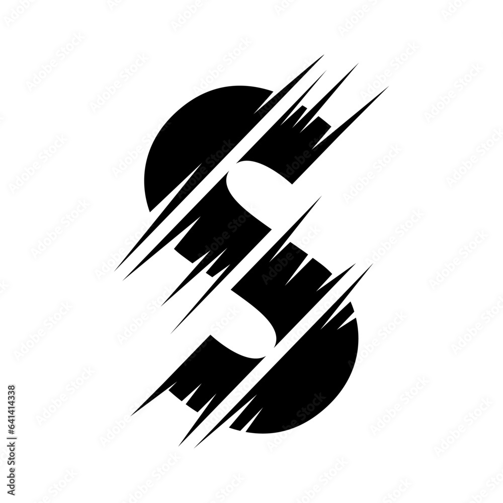 Black Abstract Slashed Split Shaped Letter S Icon Black Abstract Slashed Split Shaped Letter S Icon