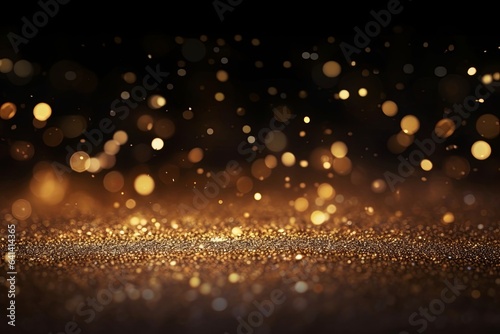 background of abstract glitter lights. gold, blue and black. de focused, Generative AI