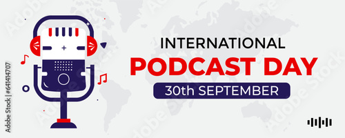 International podcast day theme banner poster illustration background template vector design