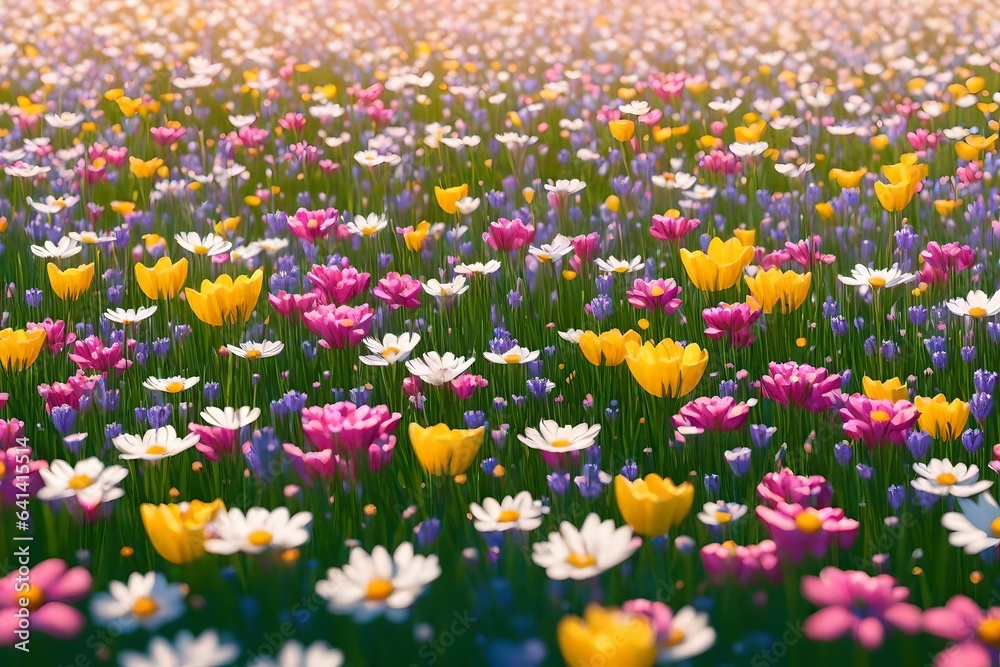 field of colorful tulips 4k HD quality photo. 