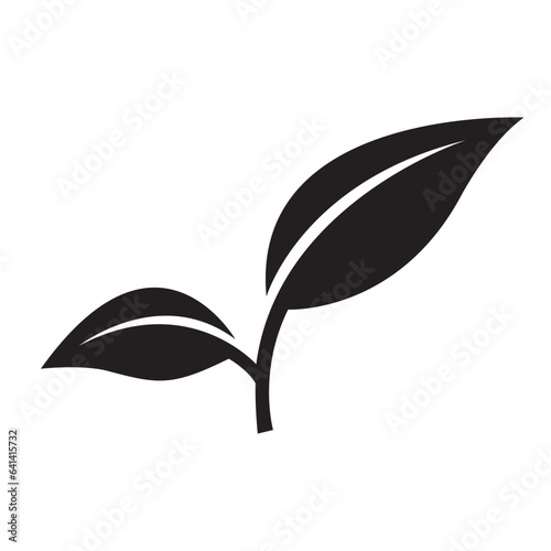 Black Abstract Simplistic Leaves Icon