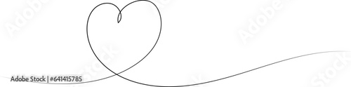 Continuous line heart shape border with realistic paper heart on white background for valentines, women, mother day greeting invitation graphic design. Stock royalty free vector illustration. PNG