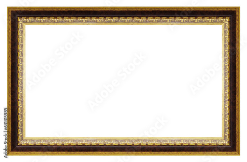 Old style vintage golden frame isolated on a white background