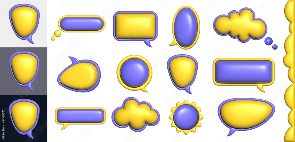 3D Bubbles for text. Set of Isolated message clouds 3D Bubbles for text. Set of Isolated message clouds