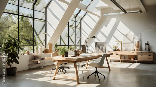 Windowed Industrial Aesthetics: Monochromatic Minimalism in Office Design