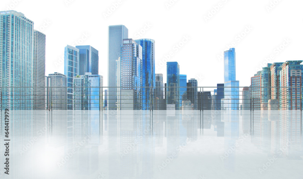 Modern cityscape view with futuristic skyscrapers
