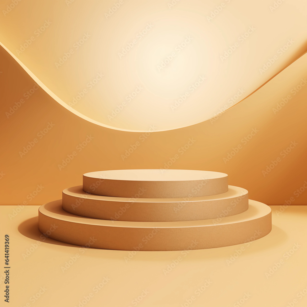 Minimal podium on sand background, Abstract minimal geometric background, Aesthetic summer dais and shadows on the wall, 3D Modern design for product showcase, studio lighting, AI generated. Minimal podium on sand background, Abstract minimal geometric background, Aesthetic summer dais and shadows on the wall, 3D Modern design for product showcase, studio lighting, AI generated.