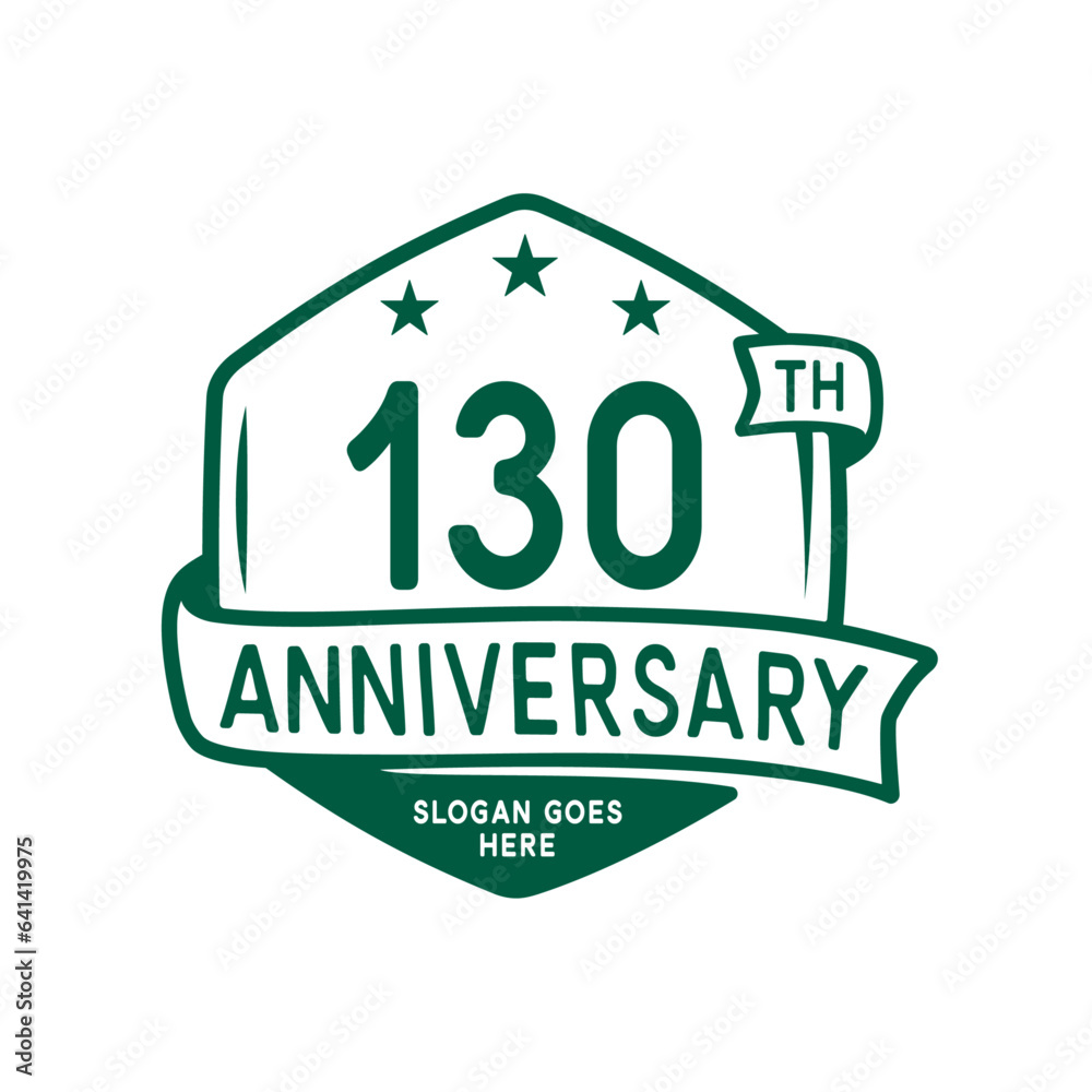 130 years anniversary celebration hexagon design template. 130th anniversary logo. Vector and illustration