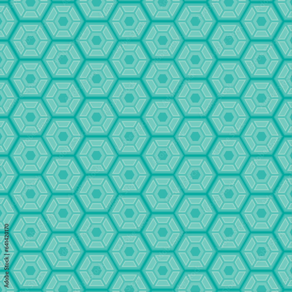Seamless pattern with shapes hexagonals concept emeral color vector