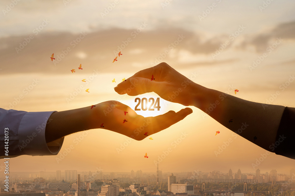 Concept of peace in 2024. - obrazy, fototapety, plakaty 