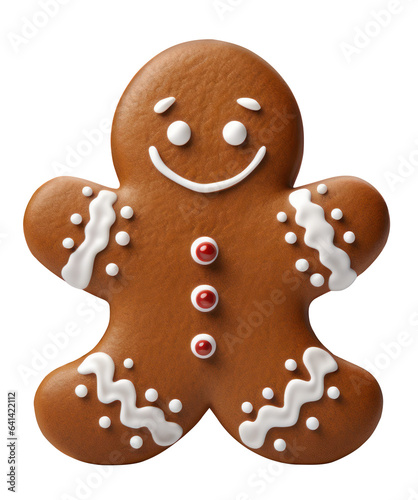 gingerbread man cookie cutout glossy icing isolated  xmas decoration 