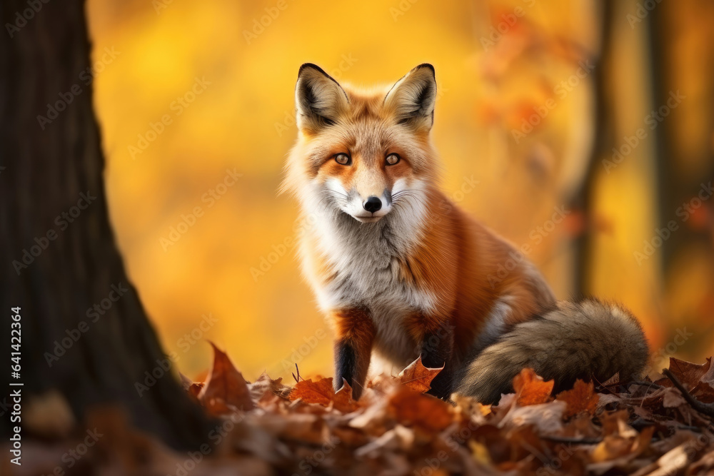 Obraz premium Red fox in the autumn forest