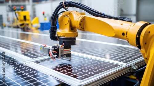 Robot arms on a large solar...