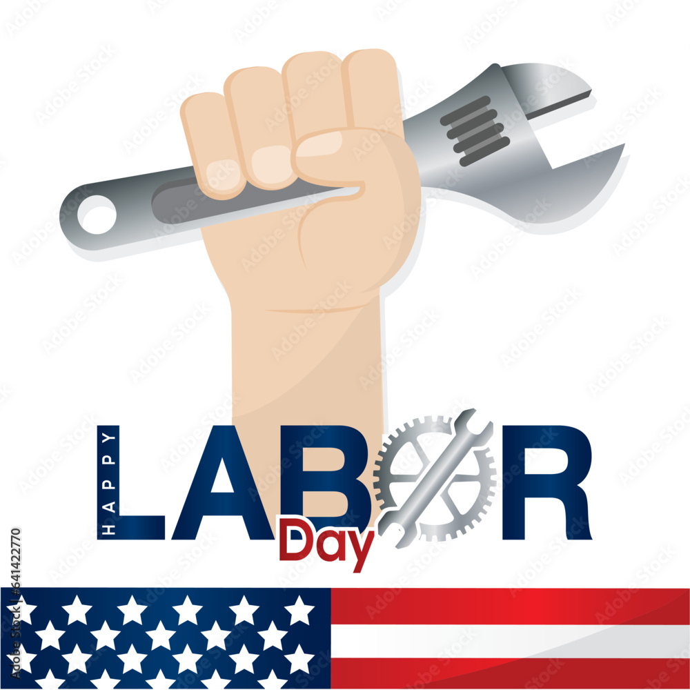 Isolated hand holding a wrench tool Labor day Vector Isolated hand holding a wrench tool Labor day Vector