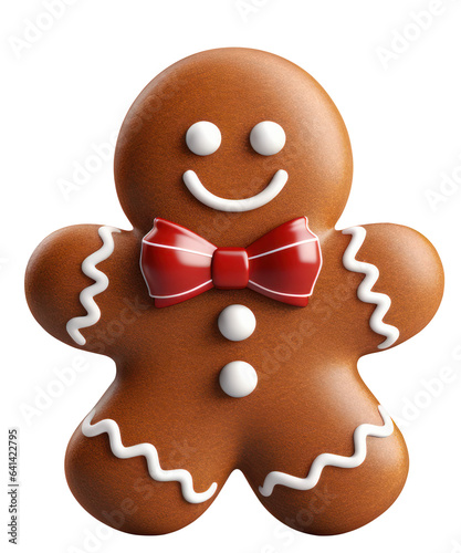 Leinwand Poster gingerbread man cookie cutout glossy icing isolated  xmas decoration