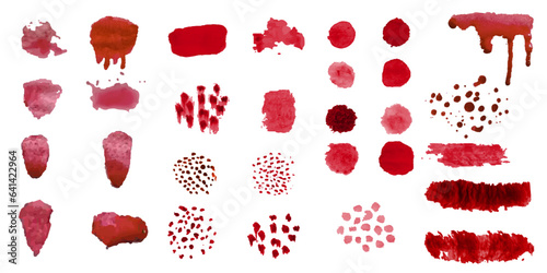 Watercolor bloody drops and stains, grunge texture